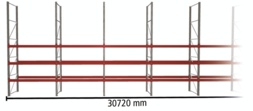 META Palletstelling MULTIPAL voor 88 pallets, 30720 mm breed, 4 opslagniveaus