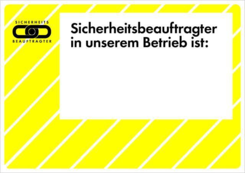 affiche SafetyMarking® pour entreprise, « Le chargé de sécurité dans notre entreprise est : + texte libre »