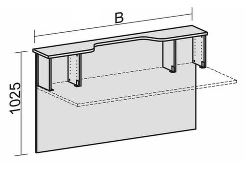 Rehausse de banque d'accueil avec compartiments + évidement pour écran