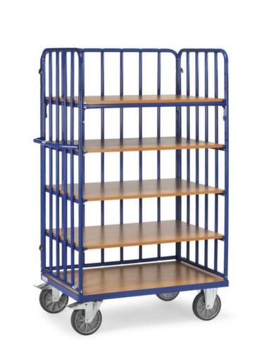fetra Chariot à étagères avec parois et traverses tubulaires