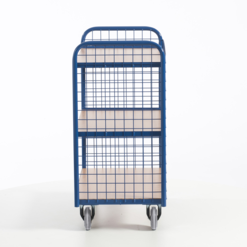 Rollcart Chariot de bureau avec 3 parois grillagées, force 150 kg, 3 plateaux