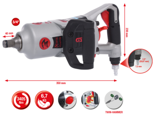 KS Tools Clé à chocs pneumatique haute performance superMONSTER 3/4"