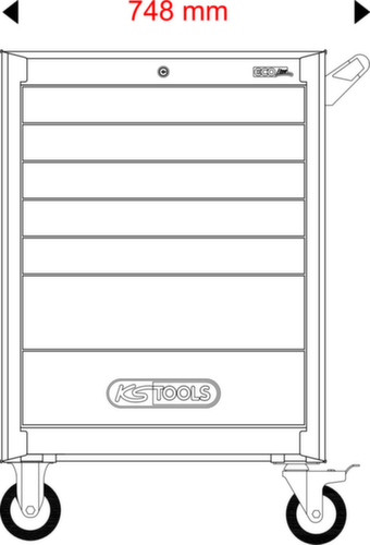 KS Tools ECOline BLACK/ROT Chariot d'atelier avec 7 tiroirs et 598 outils haut de gamme