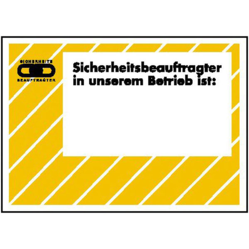 affiche SafetyMarking® pour entreprise, « Le chargé de sécurité dans notre entreprise est : + texte libre »
