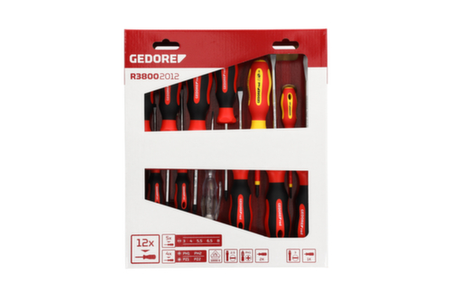 GEDORE R38002012 Jeu de tournevis PH+PZ+LS 2K 12 pièces