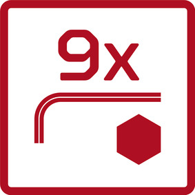 R36601009 Jeu de vis d'angle 6 pans 1.5-10mm 9pcs avec code couleur