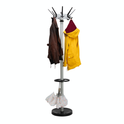 MAUL Porte-manteau MAULcaligo, avec 16/8/8 crochets, RAL 9004 noir de sécurité / similaire à RAL 9006 aluminium blanc