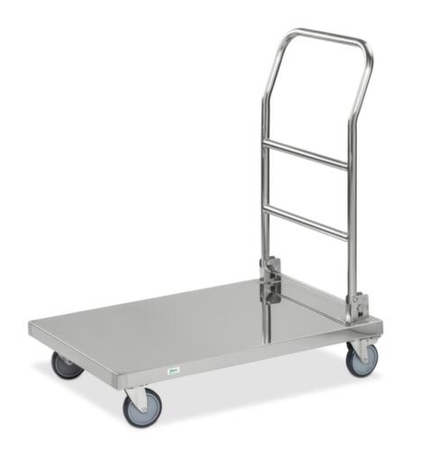 Kongamek Chariot avec barre de poussée en acier inoxydable, force 100 kg, plateau longueur x largeur 820 x 520 mm