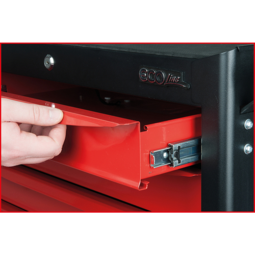 KS Tools ECOline BLACK/ROT Chariot d'atelier avec 7 tiroirs et 598 outils haut de gamme