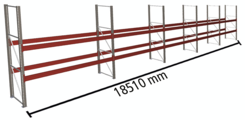 META Rayonnage à palettes MULTIPAL pour 60 palettes, largeur 18510 mm, 3 niveaux de stockage
