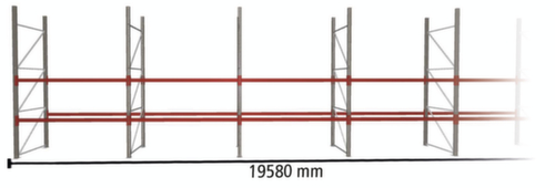 META Rayonnage à palettes MULTIPAL pour 63 palettes, largeur 19580 mm, 3 niveaux de stockage