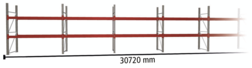 META Rayonnage à palettes MULTIPAL pour 66 palettes, largeur 30720 mm, 3 niveaux de stockage