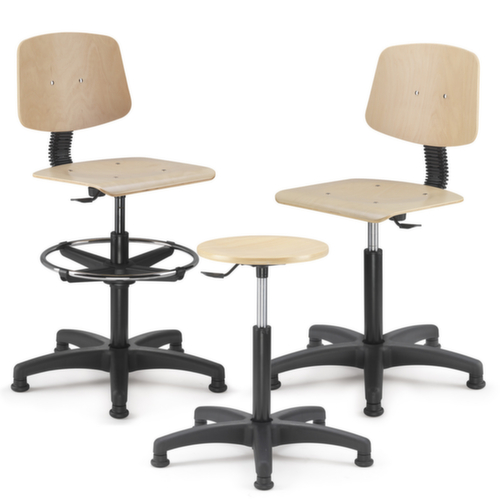 siège d’atelier avec assise en bois