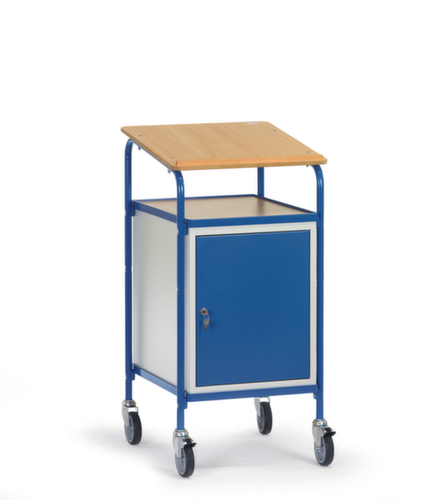 fetra Verrijdbaar bureau met kast, RAL5007 briljantblauw/RAL5007 briljantblauw