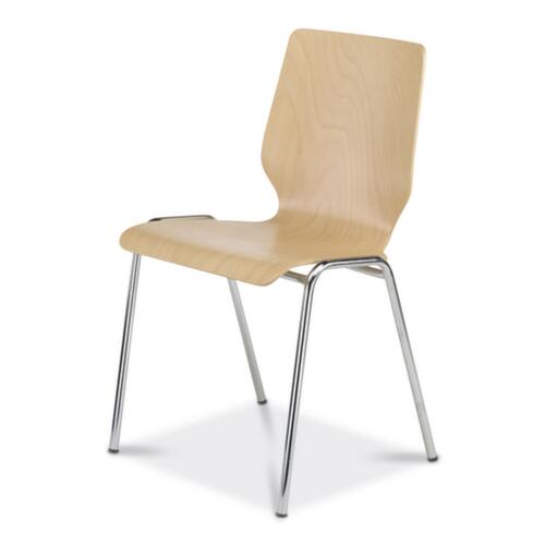 Houten kuipstoel met verchroomd 4-voetonderstel