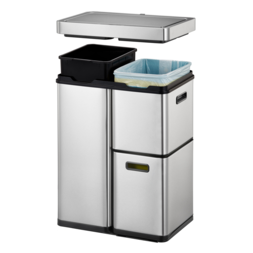 RVS afvalverzamelbak EKO Mirage Plus met sensordeksel, inhoud 1 x 14 l/1 x 14,5 l/1 x 30 l