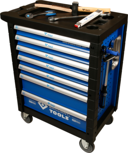 BLAUW/ZILVER Werkplaatswagen met 7 laden en 207 premium gereedschappen
