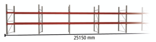 META Palletstelling MULTIPAL voor 81 pallets, 25150 mm breed, 3 opslagniveaus