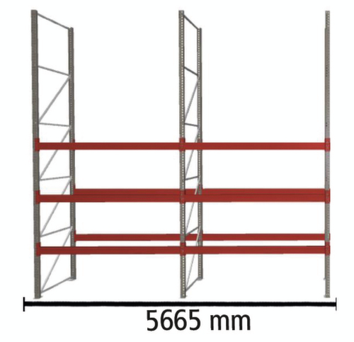 META Palletstelling MULTIPAL voor 24 pallets, 5665 mm breed, 4 opslagniveaus