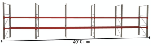 META Palletstelling MULTIPAL voor 30 pallets, 14010 mm breed, 3 opslagniveaus