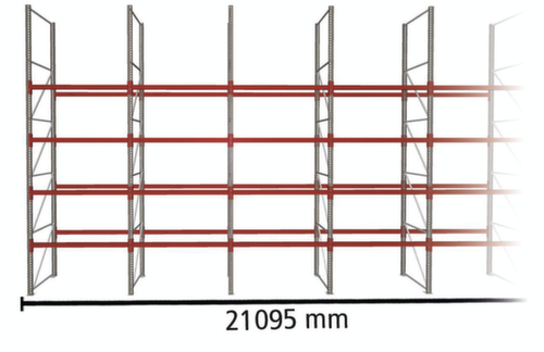 META Palletstelling MULTIPAL voor 110 pallets, 21095 mm breed, 5 opslagniveaus