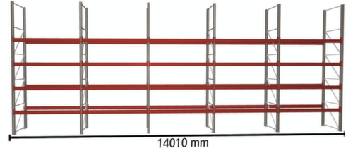 META Palletstelling MULTIPAL voor 75 pallets, 14010 mm breed, 5 opslagniveaus