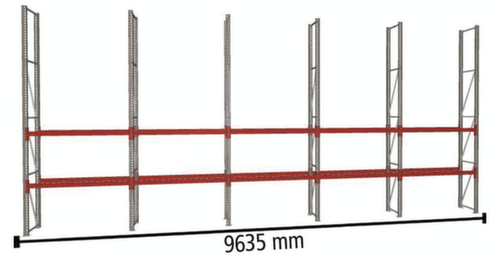 META Palletstelling MULTIPAL voor 20 pallets, 9635 mm breed, 4 opslagniveaus