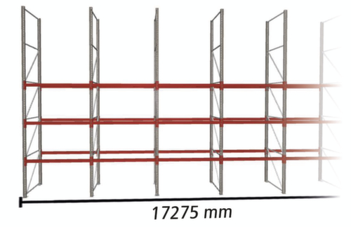 META Palletstelling MULTIPAL voor 36 pallets, 17275 mm breed, 4 opslagniveaus