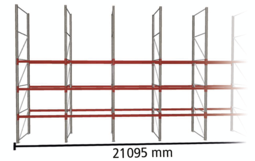 META Palletstelling MULTIPAL voor 44 pallets, 21095 mm breed, 4 opslagniveaus