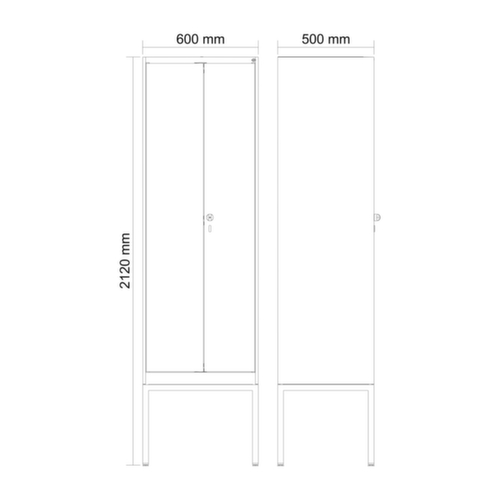 C+P Zwart-wit locker Evolo PLUS met dubbele vakken en voetonderstel
