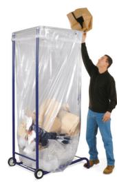 Support sacs grand volume1 support sac poubelleHxlxP 1000-2000x1000x800 mmpiètement bleu2 roulettes