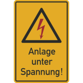 panneau d'avertissement SafetyMarking® Symbole de tension, « Installation sous tension »