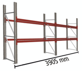 META Rayonnage à palettes MULTIPAL pour 12 palettes, largeur 3905 mm, 3 niveaux de stockage