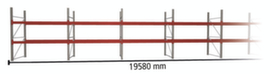 META Rayonnage à palettes MULTIPAL pour 63 palettes, largeur 19580 mm, 3 niveaux de stockage