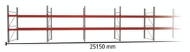 META Rayonnage à palettes MULTIPAL pour 81 palettes, largeur 25150 mm, 3 niveaux de stockage