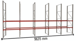 META Rayonnage à palettes MULTIPAL pour 30 palettes, largeur 9635 mm, 3 niveaux de stockage