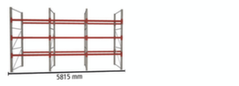 META Rayonnage à palettes MULTIPAL pour 24 palettes, largeur 5815 mm, 4 niveaux de stockage