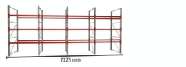 META Rayonnage à palettes MULTIPAL pour 32 palettes, largeur 7725 mm, 4 niveaux de stockage
