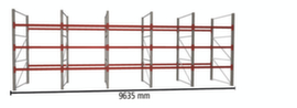 META Rayonnage à palettes MULTIPAL pour 40 palettes, largeur 9635 mm, 4 niveaux de stockage