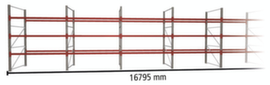 META Rayonnage à palettes MULTIPAL pour 72 palettes, largeur 16795 mm, 4 niveaux de stockage