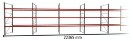 META Rayonnage à palettes MULTIPAL pour 96 palettes, largeur 22365 mm, 4 niveaux de stockage