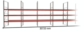 META Rayonnage à palettes MULTIPAL pour 132 palettes, largeur 30720 mm, 4 niveaux de stockage