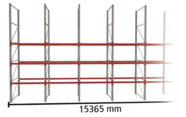 META Rayonnage à palettes MULTIPAL pour 64 palettes, largeur 15365 mm, 4 niveaux de stockage