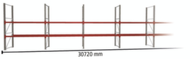 META Rayonnage à palettes MULTIPAL pour 66 palettes, largeur 30720 mm, 3 niveaux de stockage