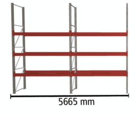 META Rayonnage à palettes MULTIPAL pour 16 palettes, largeur 5665 mm, 4 niveaux de stockage