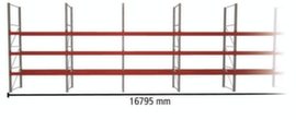 META Rayonnage à palettes MULTIPAL pour 48 palettes, largeur 16795 mm, 4 niveaux de stockage