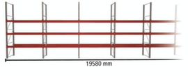 META Rayonnage à palettes MULTIPAL pour 56 palettes, largeur 19580 mm, 4 niveaux de stockage