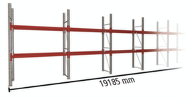 META Rayonnage à palettes MULTIPAL pour 30 palettes, largeur 19185 mm, 3 niveaux de stockage