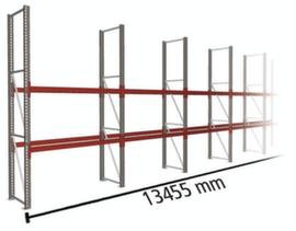 META Rayonnage à palettes MULTIPAL pour 21 palettes, largeur 13455 mm, 3 niveaux de stockage