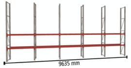 META Rayonnage à palettes MULTIPAL pour 20 palettes, largeur 9635 mm, 4 niveaux de stockage